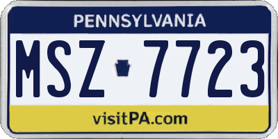 PA license plate MSZ7723