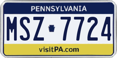 PA license plate MSZ7724