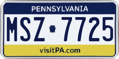 PA license plate MSZ7725