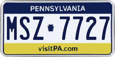 PA license plate MSZ7727