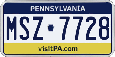 PA license plate MSZ7728