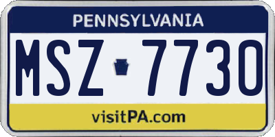 PA license plate MSZ7730