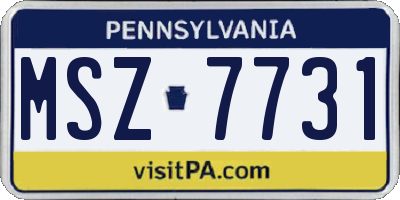 PA license plate MSZ7731