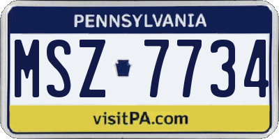 PA license plate MSZ7734