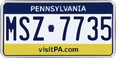PA license plate MSZ7735