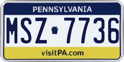 PA license plate MSZ7736