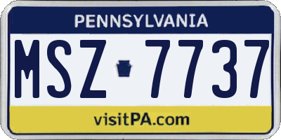 PA license plate MSZ7737