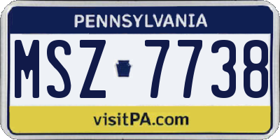 PA license plate MSZ7738
