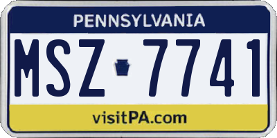 PA license plate MSZ7741