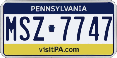 PA license plate MSZ7747
