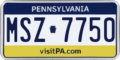 PA license plate MSZ7750