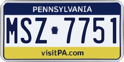 PA license plate MSZ7751