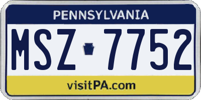 PA license plate MSZ7752