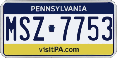PA license plate MSZ7753