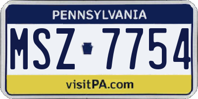 PA license plate MSZ7754