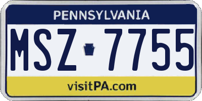 PA license plate MSZ7755