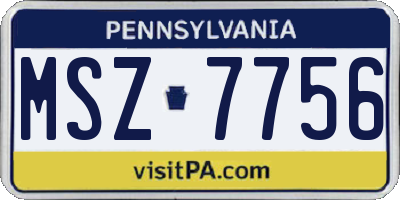 PA license plate MSZ7756