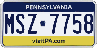 PA license plate MSZ7758
