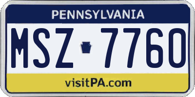 PA license plate MSZ7760