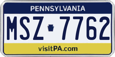 PA license plate MSZ7762