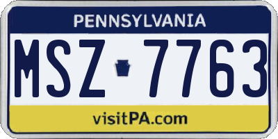 PA license plate MSZ7763