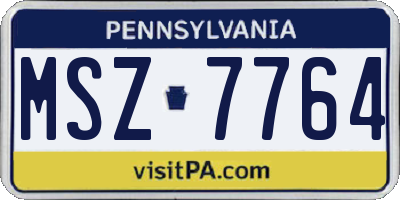 PA license plate MSZ7764