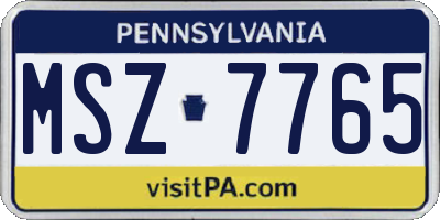 PA license plate MSZ7765