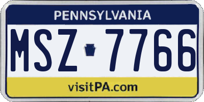 PA license plate MSZ7766