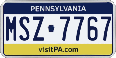 PA license plate MSZ7767