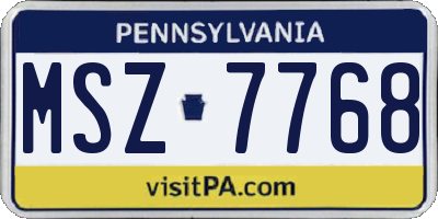 PA license plate MSZ7768