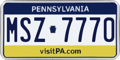PA license plate MSZ7770