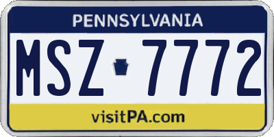 PA license plate MSZ7772