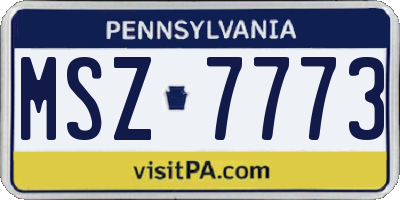 PA license plate MSZ7773