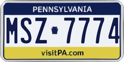PA license plate MSZ7774