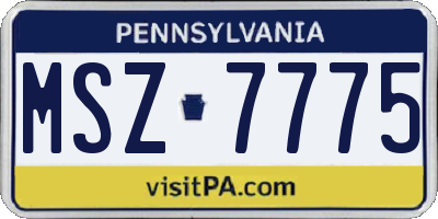 PA license plate MSZ7775