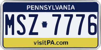 PA license plate MSZ7776