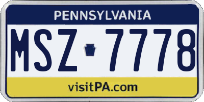 PA license plate MSZ7778