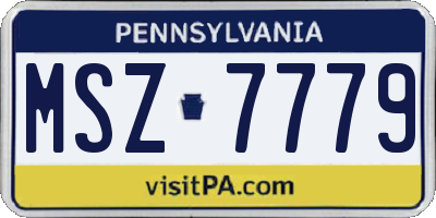 PA license plate MSZ7779