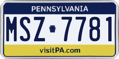 PA license plate MSZ7781