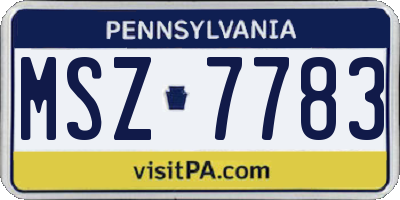 PA license plate MSZ7783