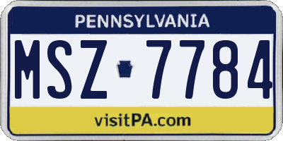 PA license plate MSZ7784