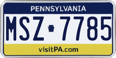 PA license plate MSZ7785