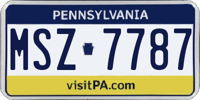 PA license plate MSZ7787