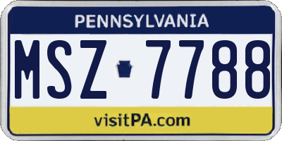 PA license plate MSZ7788