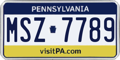 PA license plate MSZ7789