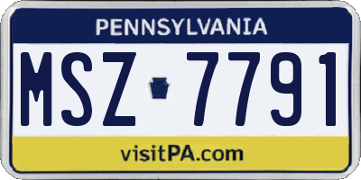 PA license plate MSZ7791