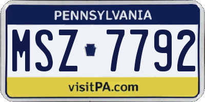 PA license plate MSZ7792