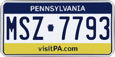 PA license plate MSZ7793