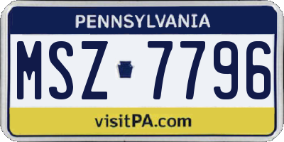 PA license plate MSZ7796