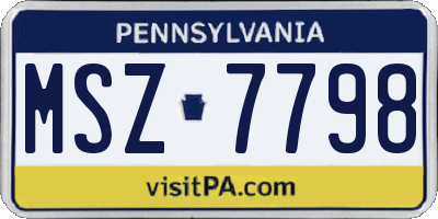PA license plate MSZ7798